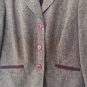 Sag Harbor Burgundy Shawl Collar Jacket and Skirt Set